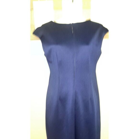 Connected Apparel Silky Sweetheart Neck Stretch Navy Sheath Dress- Size 6P - Picture 4 of 7